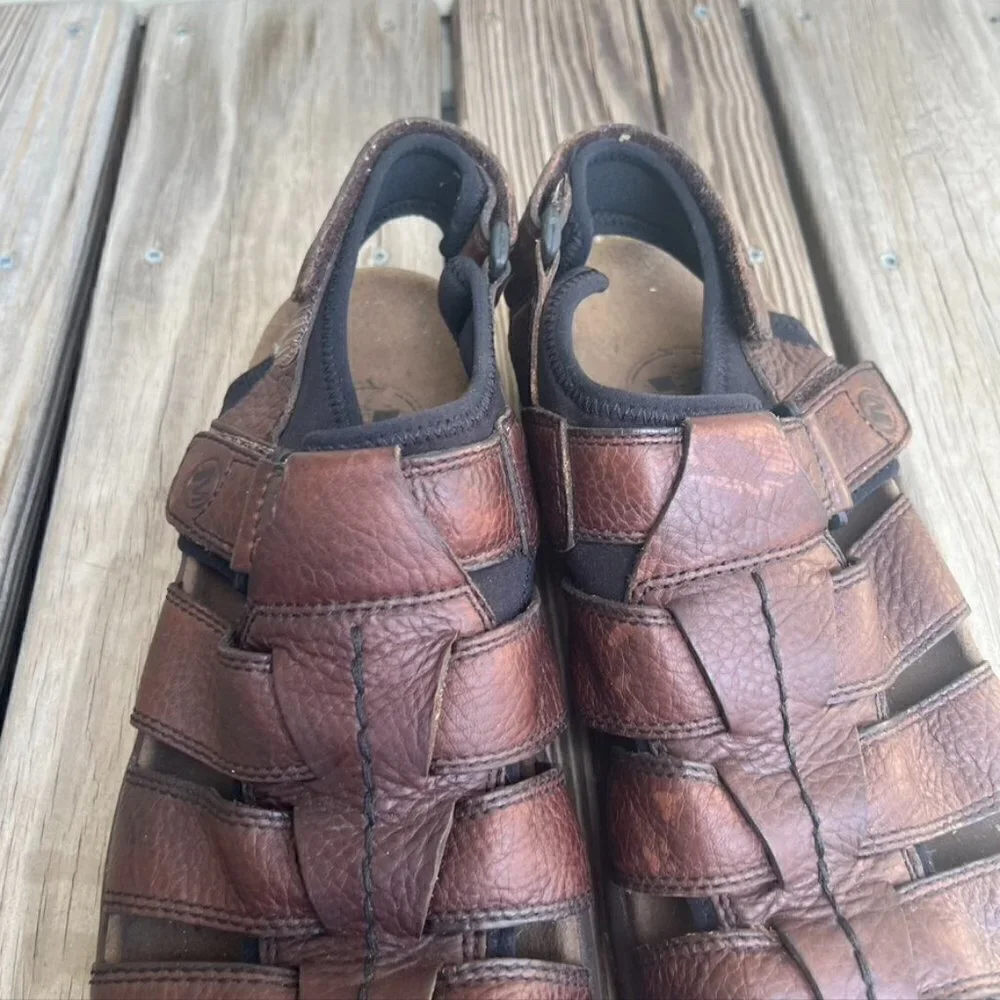 ** Merrell Montana Bug Brown Leather Fisherman Sandals Men's 12